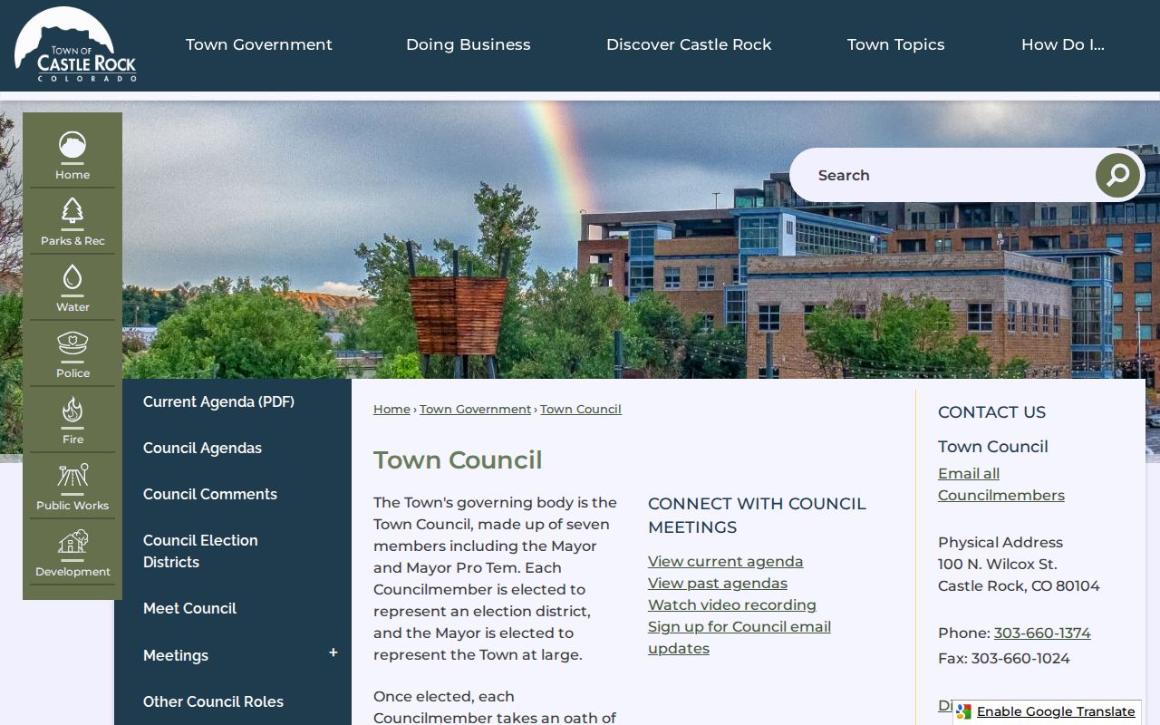 Castle Rock Municipal Court official access page