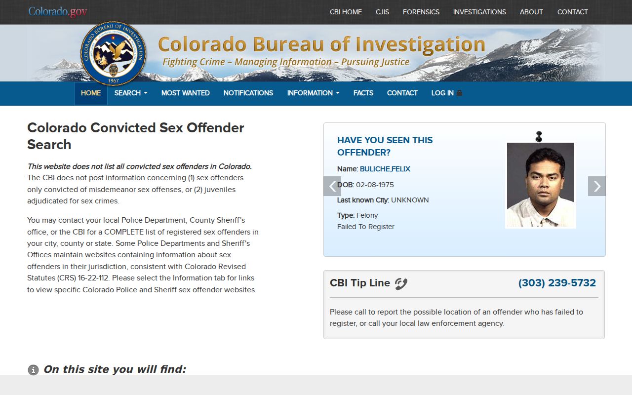 Douglas County sex offender search in the Colorado registry