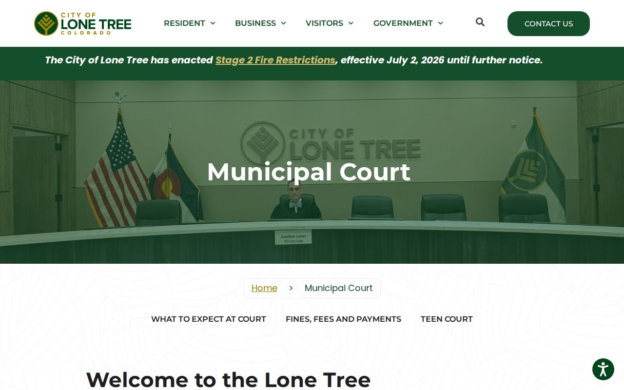 Official Lone Tree Municipal Court information page