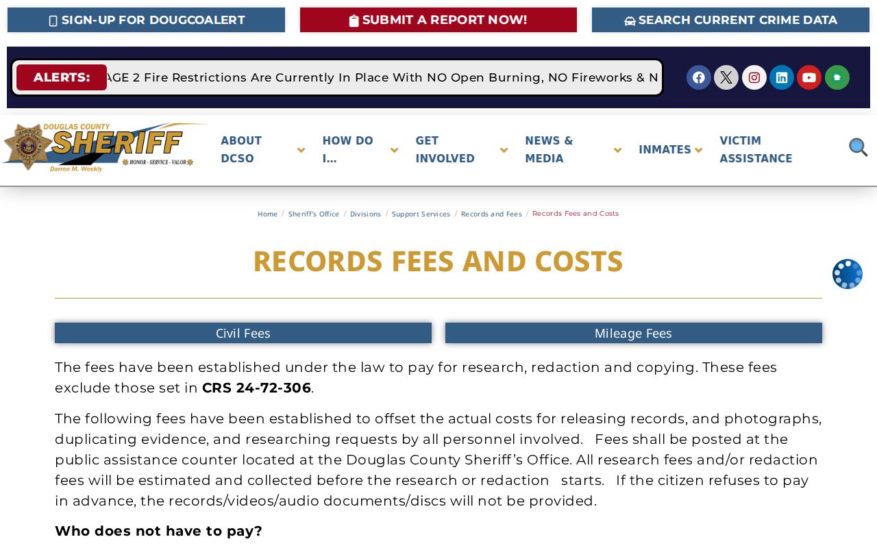 Douglas County Sheriff records fee schedule used for Parker booking files